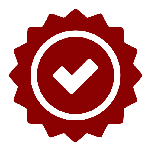 A red seal with an image of a check mark.